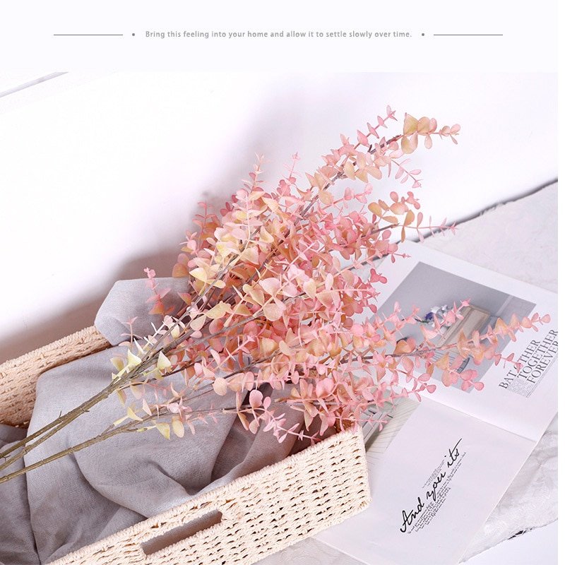 80cm 5pcs Artificial Eucalyptus Branch Real Touch Fake Plant Plastic Leaves Tropical Flower Tree for Wedding Home Decoration 3