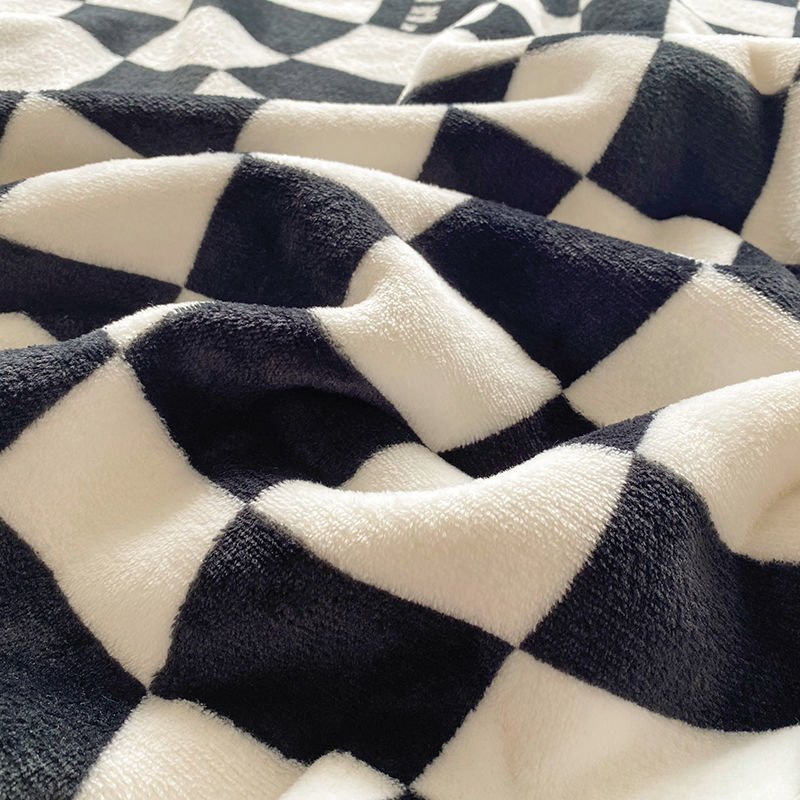 Nordic Fashion Simple Ins Wind Sofa Lunch Break Blanket Coral Fleece Blanket Single Retro Checkerboard Sofa Blanket 5