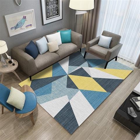 Nordic Style Geometric Living Room Rug Modern Luxury Bedroom Bedside Carpet Home Decoration Parlor Soft Square Fluffy Floor Mat 3