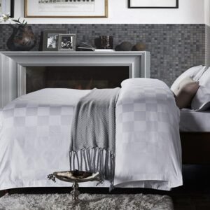 Hotel Solid White 4Pcs Duvet Cover Bed Sheet set Premium Quality 600TC 100% Cotton Soft Bedding set Queen King size 4Pieces 1