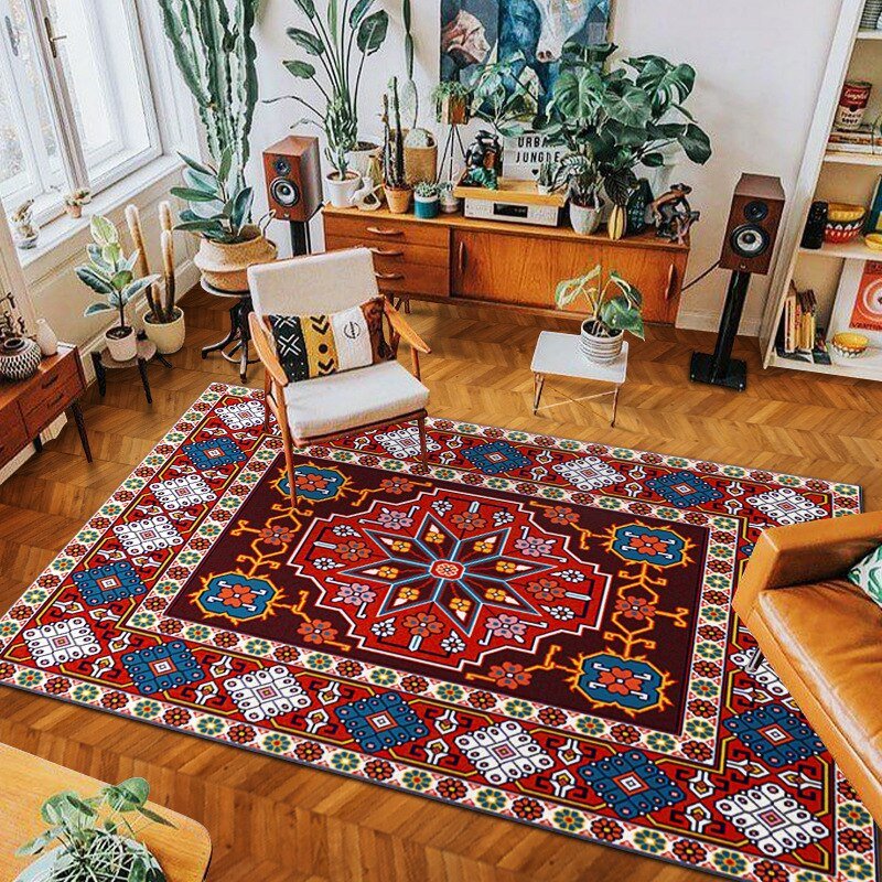 Bohemian Retro Carpet Geometric Printing Non-slip Floor Mats Living Room Bedroom Home Decoration Mat Household Prayer Carpets 3