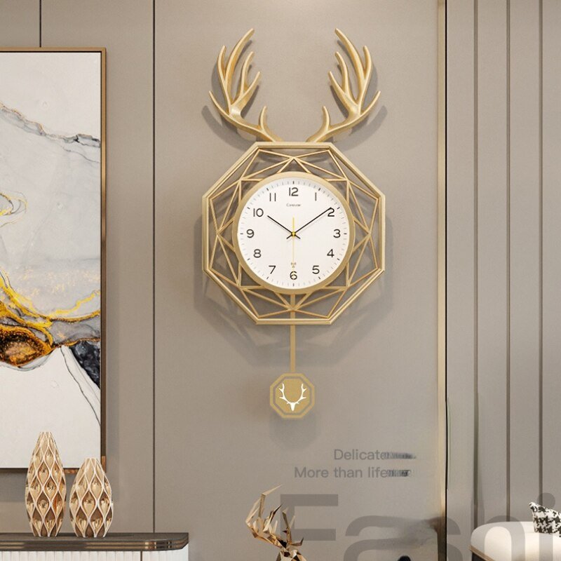 Luxury Minimalist Wall Clock Living Room Deer Large Silent Metal Wall Clock Modern Design Reloj Pared Grande Home Decor LL50WC 4