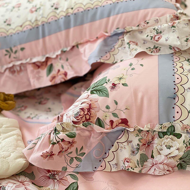 100%Cotton Chic Vintage Rose Flowers Duvet Cover Set Queen Twin Elegant Women Bedding set Comforter Cover Bed Sheet Pillowcase 5