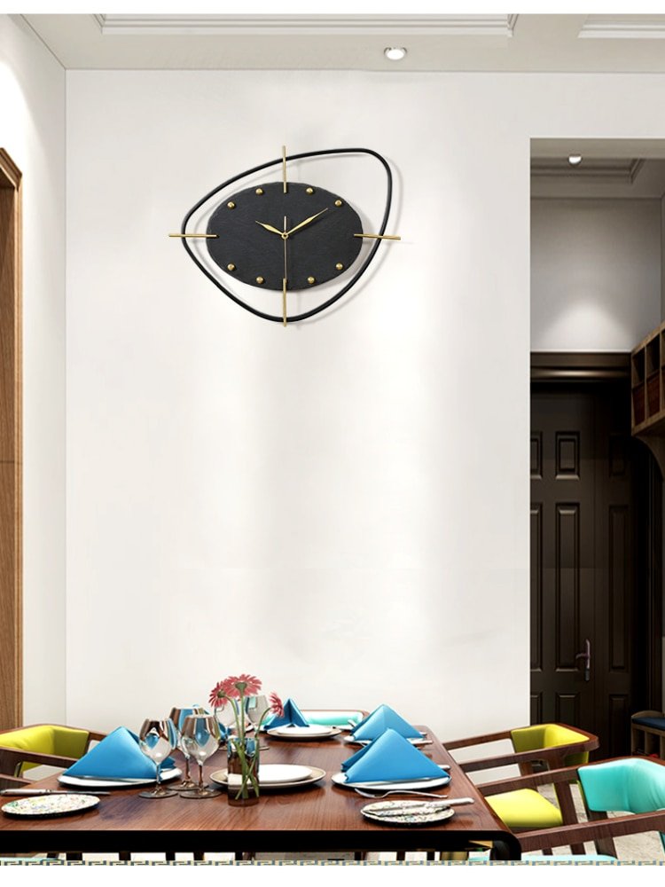 Chinese Wooden Wall Clock Modern Design Creativity Metal Wall Clock Living Room Minimalist Reloj De Pared Wall Decor LL50WC 5