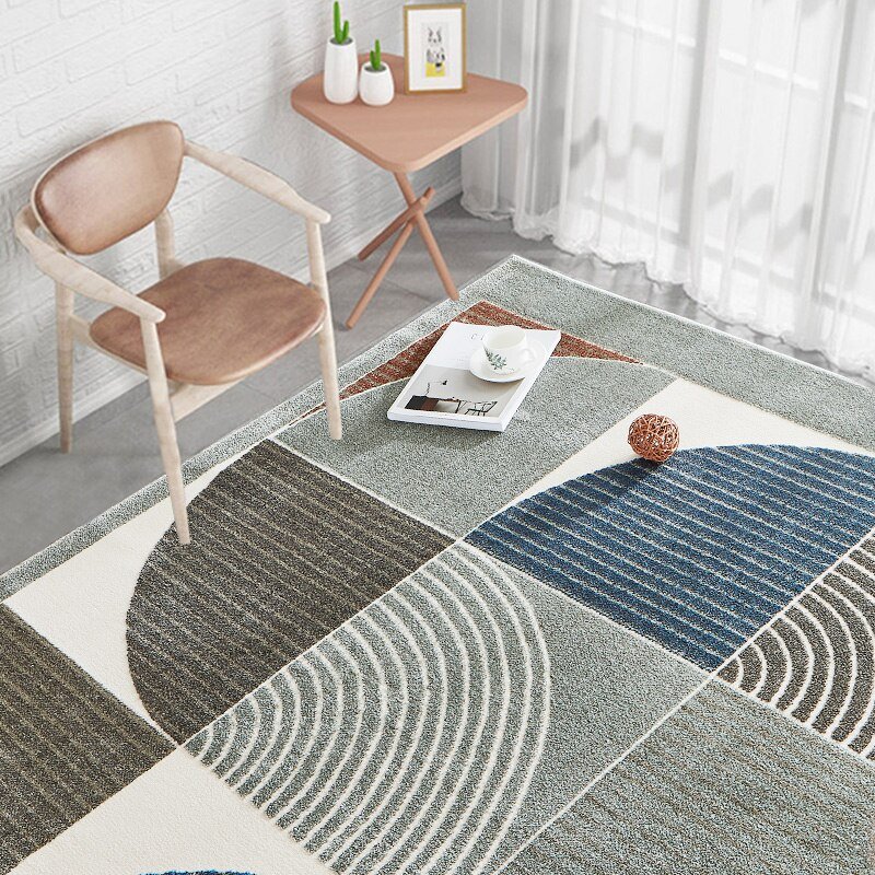 Minimalist Living Room Thickened Carpet Sofa Coffee Table Mat Geometric Bedroom Bedside Soft Rug Study Balcony Decorative Rugs 3