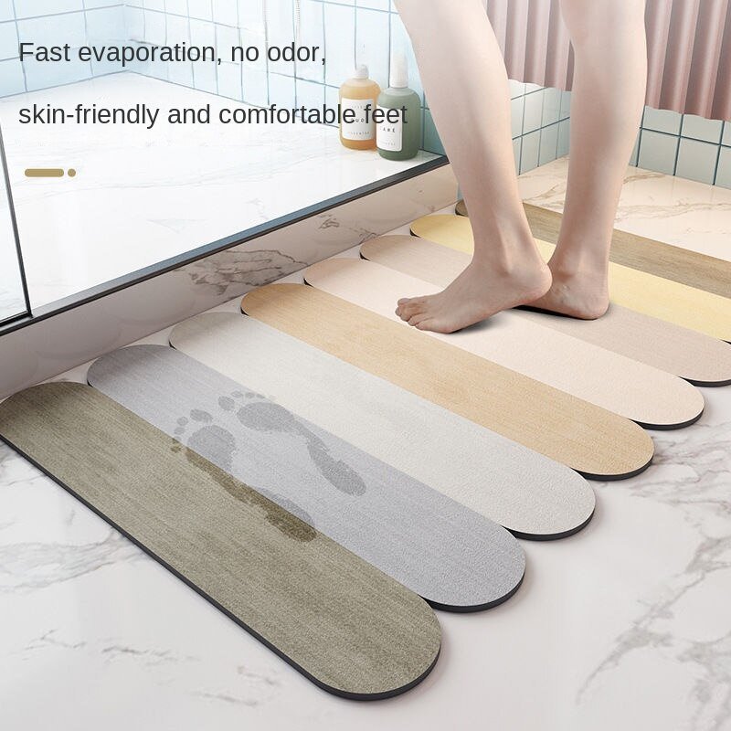 Morandi Color Ice Stick Absorbent Bathroom Floor Mat Toilet Foot Mats Non-slip Dirt-resistant Solid Color Diatom Mud Carpet 5