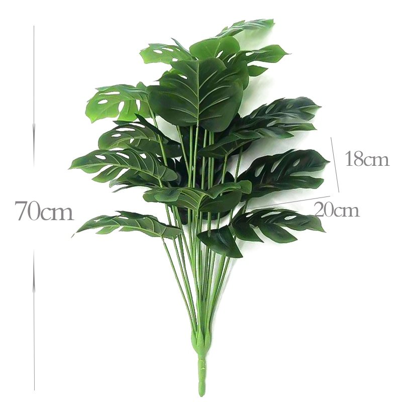 70cm 18 Forks Large Artificial Monstera Plants Fake Palm Tree Plastic Turtle Leaves Green Tall Plants For Home Garden Room Decor 6
