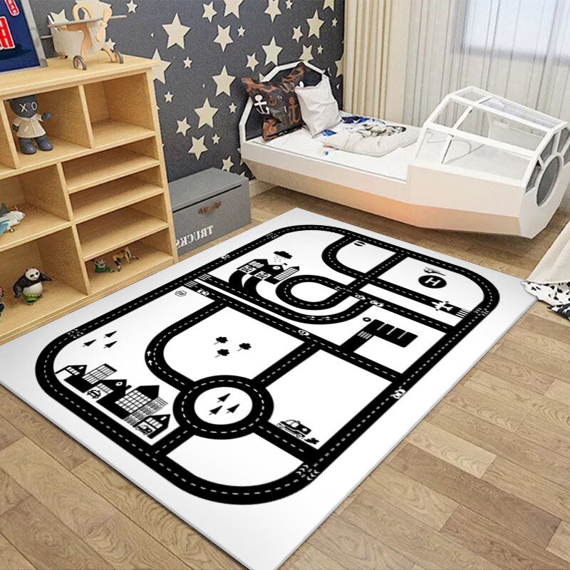 Children's Play Crawl Mat Road Traffic Route Map Carpet Living Room Sofa Coffee Table Carpets Home Decoration Traffics Sign Mats 6