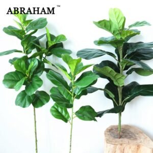 122cm Large Artificial Ficus Tree Branch Fake Green Plants Palm Leafs Tropical Shrub Faux Rubber Tree for Home Autumn Decoration 1