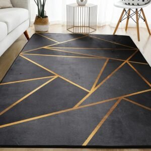 Luxury Geometric Carpet for Living Room Bathroom Absorbent Floor Mat Kids Bedroom Bedside Rug Cuttable Foot Pads Home Decoration 1