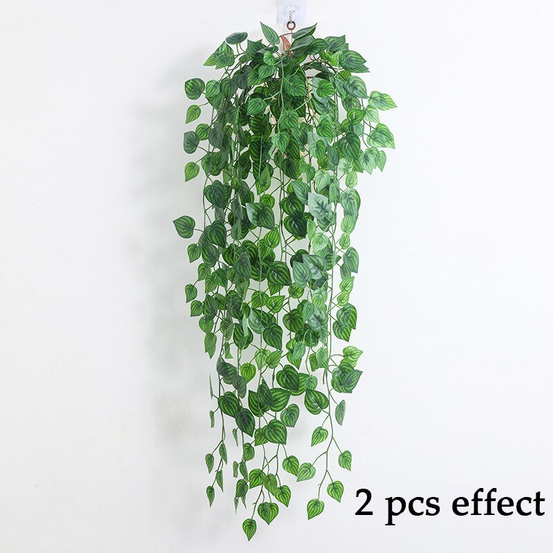 95cm 9Forks Artificial Eucalyptus Vines Plastic Plants Leafs Rattan Green Ivy Faux Creeper For Home Garden Outdoor Wedding Decor 4