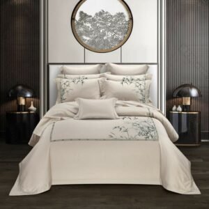Chic Oriental Embroidery Bamboo Duvet Cover Set Premium Egyptian Cotton Soft Queen Double King 4Pcs Bedding set with Bed Sheet 1
