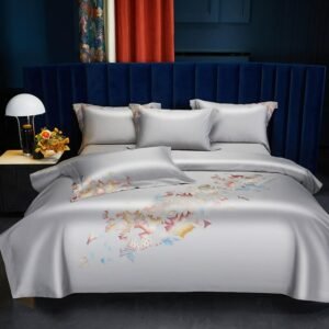 1000TC Egyptian Cotton Premium Duvet Cover Bed Sheet Pillowcases Double Queen King 4Pcs Chic Embroidery Elegant Zipper Bedding 1