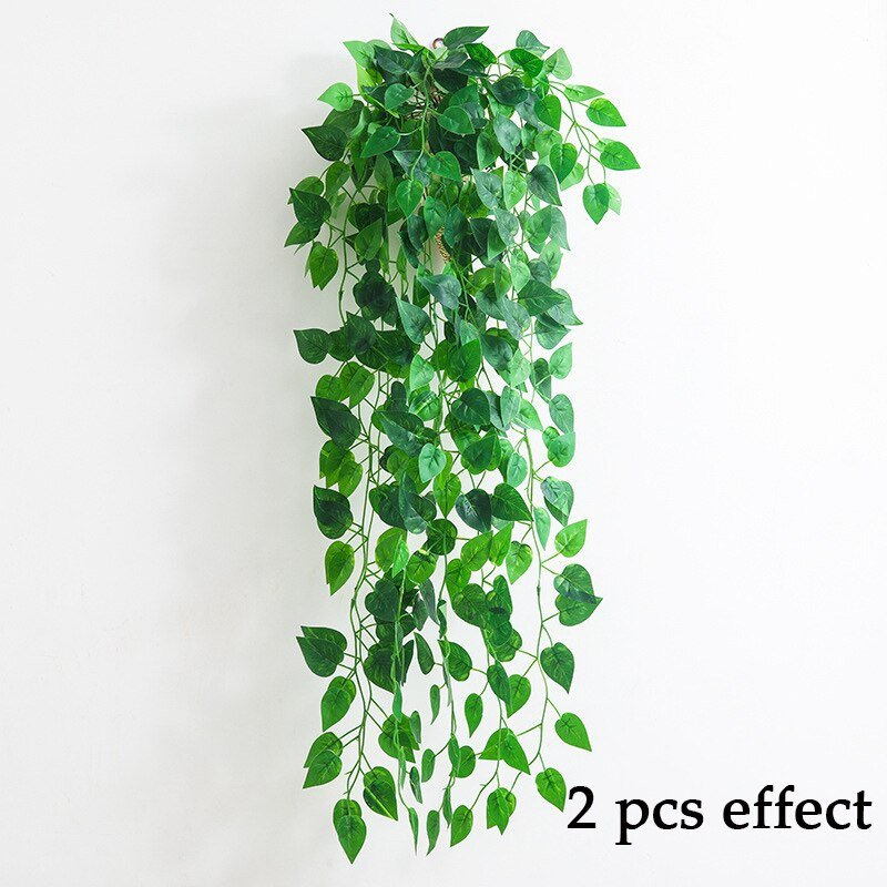 95cm 9Forks Artificial Eucalyptus Vines Plastic Plants Leafs Rattan Green Ivy Faux Creeper For Home Garden Outdoor Wedding Decor 5