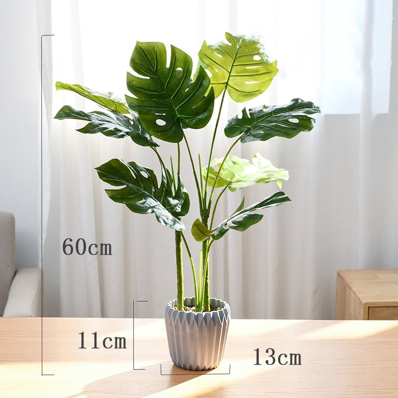 60/90cm Tropical Monstera Large Artificial Plants Fake Palm Tree Potted Floor Palm Leaves For Home Garden Wedding Office Decor 4