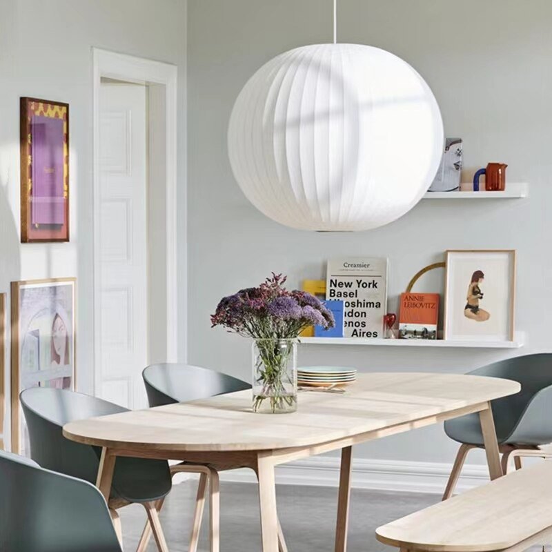 New Design Minimalist White Silk Lantern Pendant Light For Bedroom Living Room Corridor E27  Chandelier Multiple Choices 2