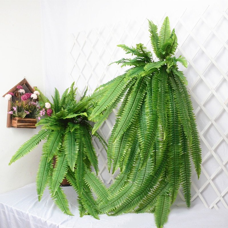 140cm Artificial Hanging Plants Large Tropical Rattan Fake Fern Grass Vine Plastic Leaves Wall For Vertical Garden Home Decor 2