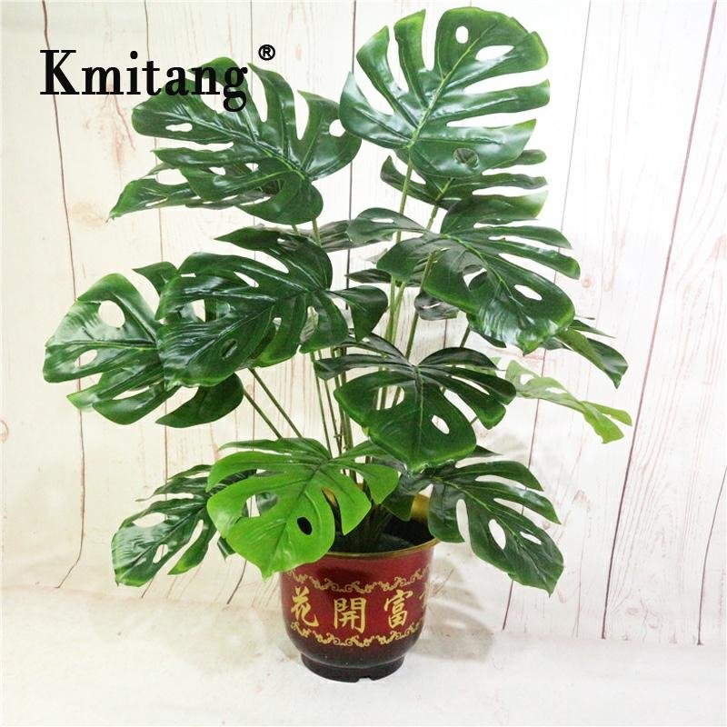 70cm 18 Fork Tropical Monstera Big Artificial Tree Fake Turtle Leafs Plastic Leaves Green Palm Plants For Home Office Decoration 1