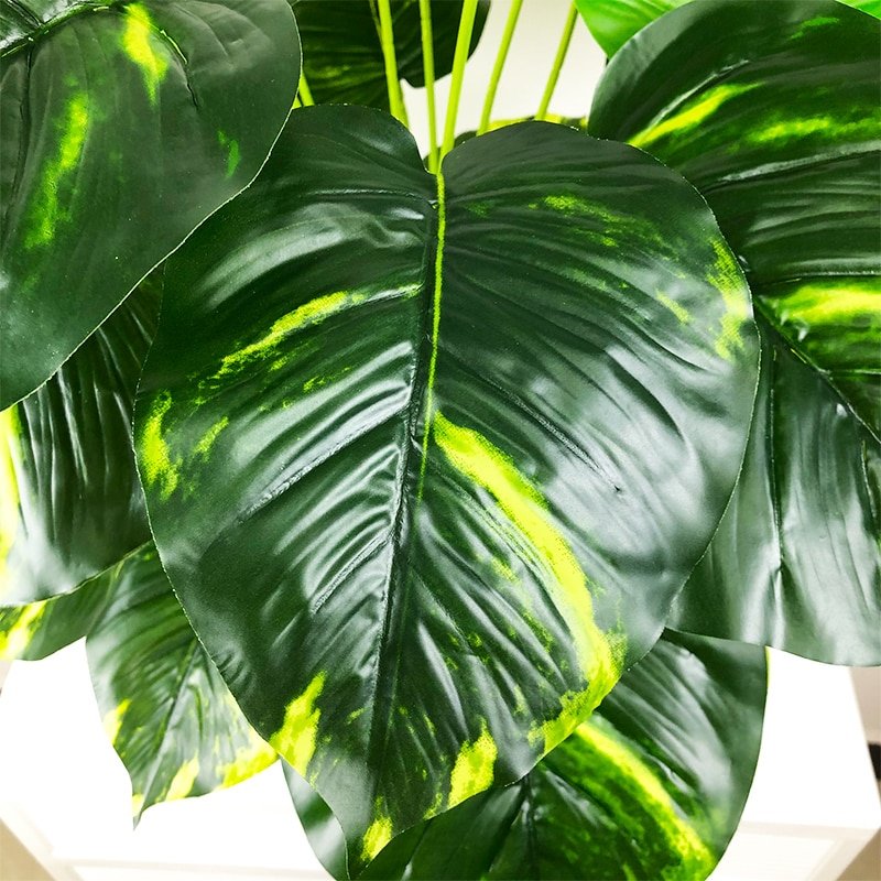 75cm 24 Heads Large Artificial Plants Fake Monstera Tropical Tree Plastic Palm Leaf Real Touch Turtle Leaves For Home Shop Decor 4