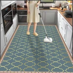 Simple Modern Kitchen Non-slip Carpet Waterproof and Anti-fouling Balcony Carpets Covered Porch Pvc Wash-free Wipeable Floor Mat 1