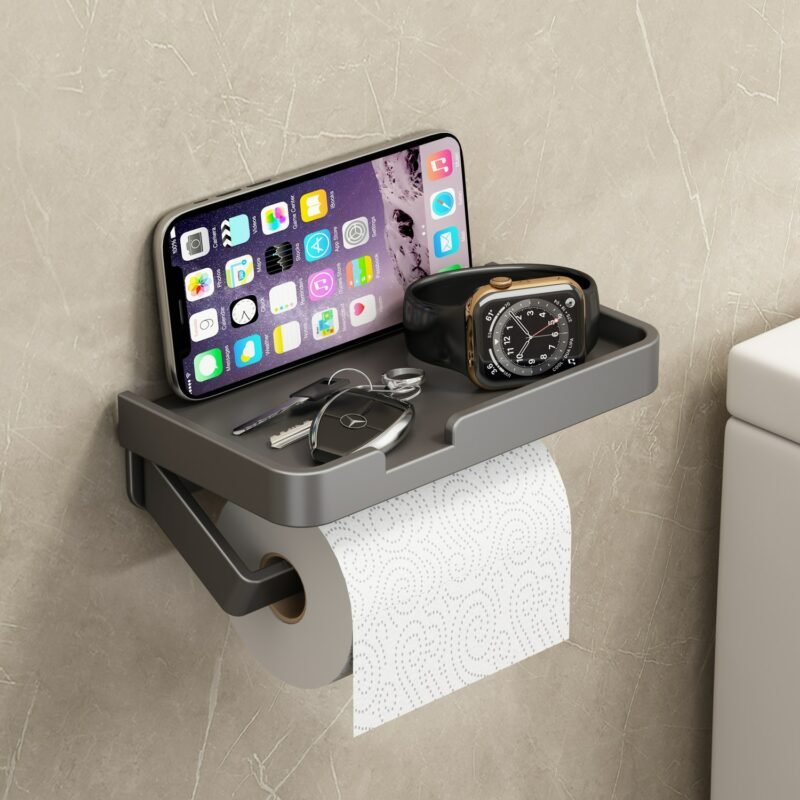 Toilet Paper Holder Wall Phone Shelf Storage Organizer Toilet Paper Roll Holder Bathroom Accessories 2