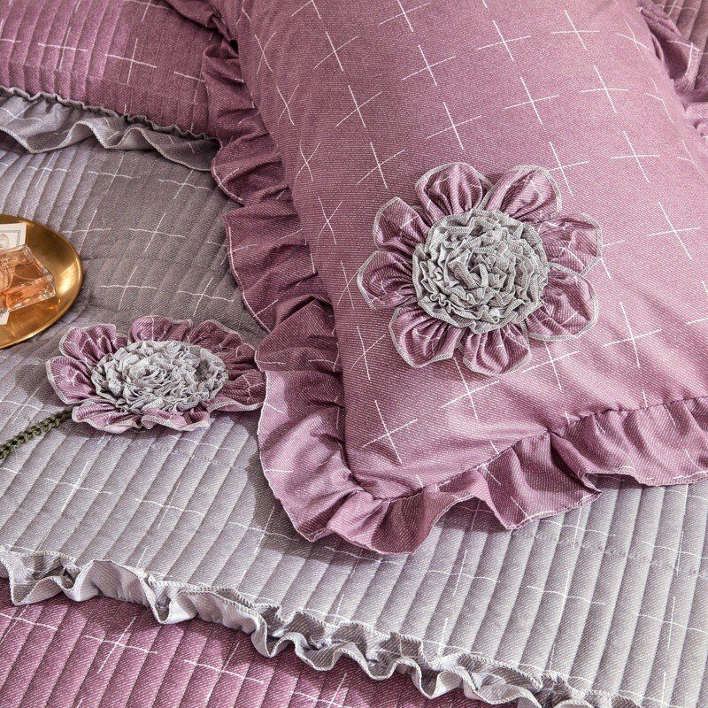 100% Cotton Soft Quilted Duvet Cover Set Zipper Close Flowers Bedspread Bed Cover Full Queen 4pcs with 1Bed Sheet 2 Pillow shams 2