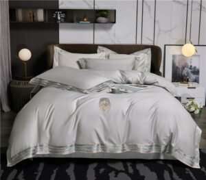 Premium Chic Designer Embroidery Border Duvet Cover set 1000TC Egyptian Cotton Bedding set Bed Sheet Pillowcase Queen King size 1