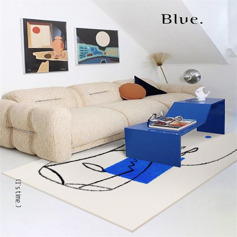 Simple Lines Living Room Decoration Carpet Modern Abstract Study Room Cloakroom Non-slip Carpets Home Balcony Porch Entry Rug 1