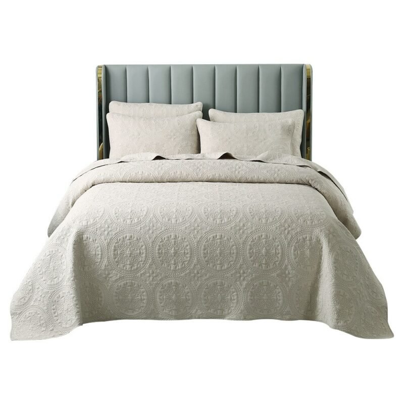 Bohemian Circle 3Pcs Quilt Set Chic Mandala Soft Quilted Cotton Bedspread Pillow shams Couvre Lit De Luxe Queen King size 4