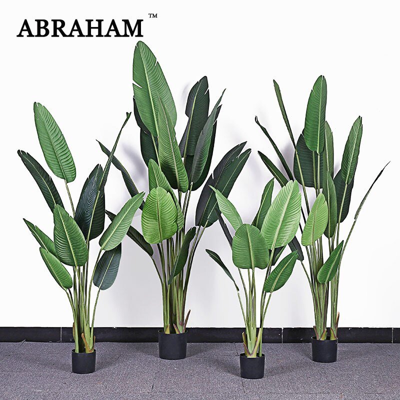 120-200cm Large Artificial Banana Tree Tropical Fake Plants Palm Leafs Monstera Green Plastic Jungle Plant for Home Office Decor 6