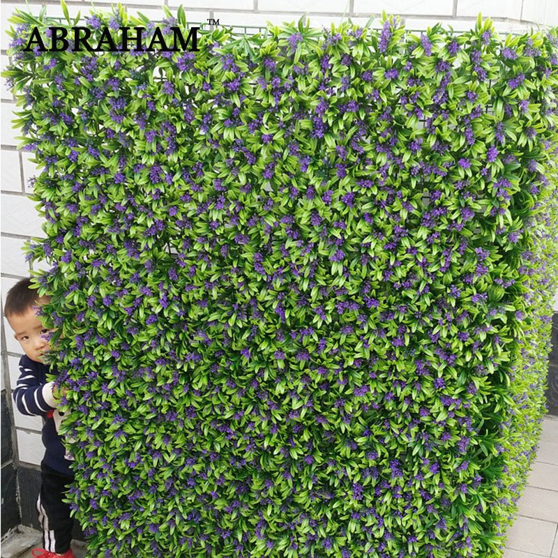 60x40cm Plastic Leaves Artificial Plant Wall Green Grass Fake Leafs Wall False Lawn Big Flower Row For Wedding Garden Home Decor 1