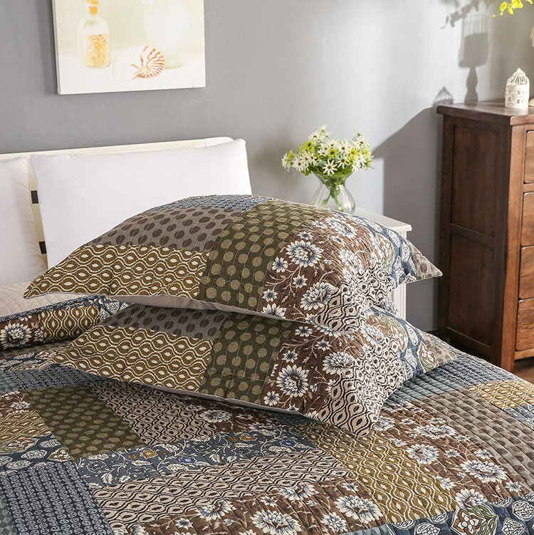 100%Cotton Patchwork Shabby Bedspread Quilt Sets Pillow shams Reversible Coverlet Set Grey Classic Bohemian King Size 3 pieces 4