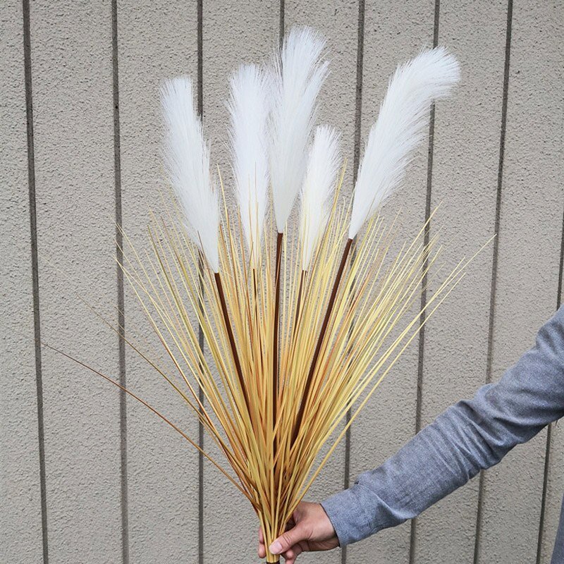 90cm 5 Heads Large Artificial Plants Bouquet Plastic Onion Grass Fake Reed Tree Branch Wedding Flower For Home Autumn Decor 4
