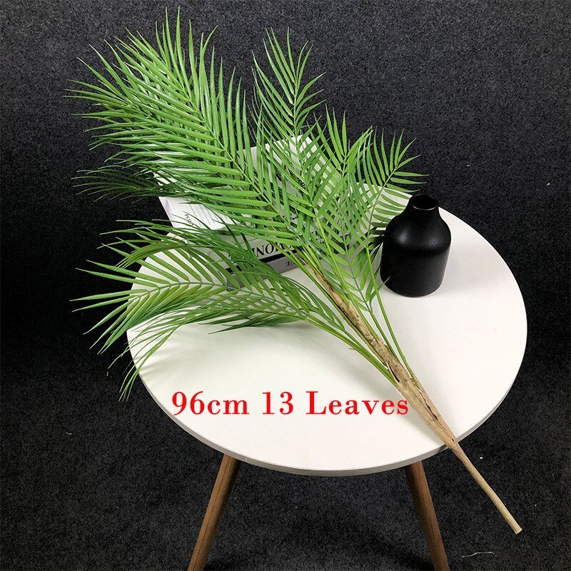 125cm 13 Fork Tropical Plants Large Artificial Palm Tree Plastic Leaves Fake Monstera Green Palm Leafs For Home Shop Party Decor 4