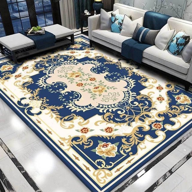 European Style Light Luxury Carpet Living Room Sofa Coffee Table Mat Washable Non-slip Rug Bedroom Bedside Home Decoration Rugs 1