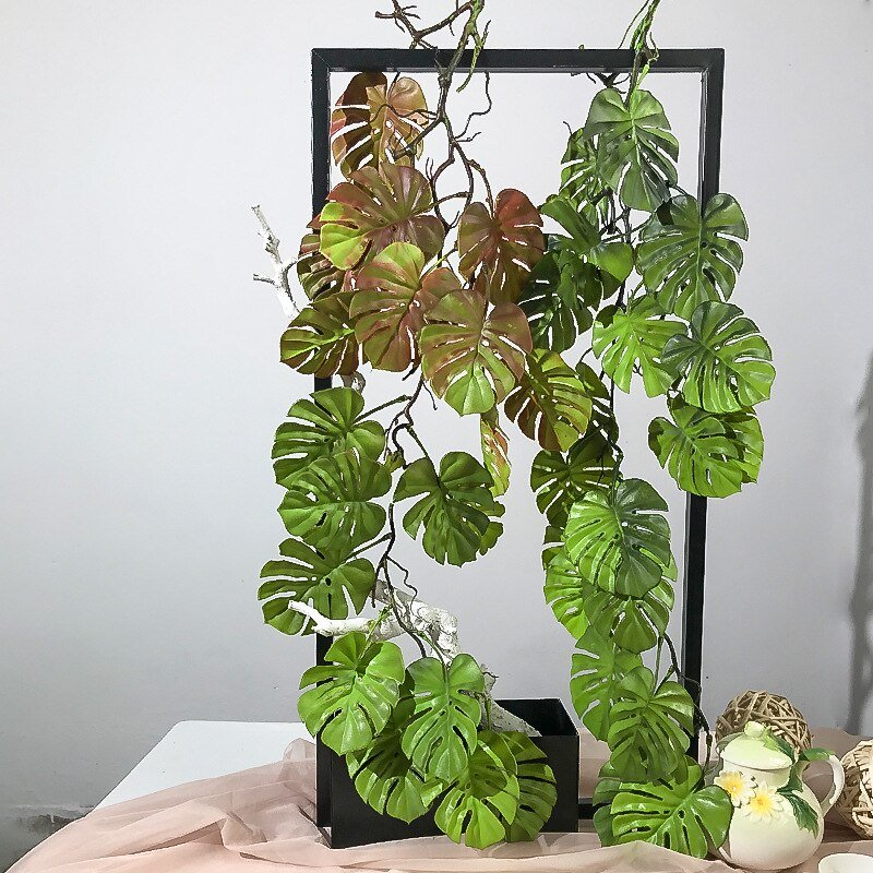 90-110cm Artificial Eucalyptus Vine Wall Hanging Plants Fake Rattan Plastic Leaf Long Monstera Ivy For Home Wedding Garden Decor 5
