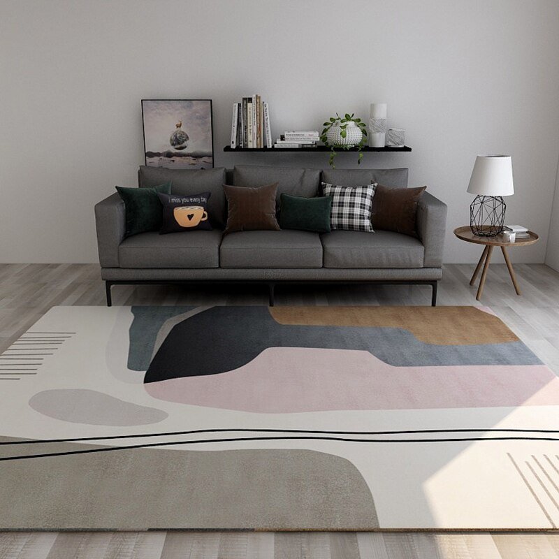 Art Abstract Printed Carpet Nordic Geometric Rug Living Room Sofa Bedside Mats Modern Non-slip Leisure Rugs Home Decoration Mat 5