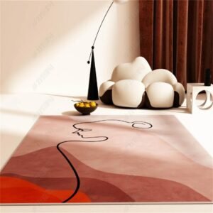 Retro Light Luxury Living Room Sofa Coffee Table Carpet Abstract Bedroom Bedside Soft Rug Modern Hotel Homestay Decoration Rugs 1