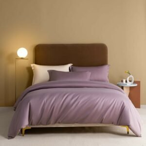 Grayish purple Solid Color Duvet Cover Bed/Fitted Sheet Pillowcases Super King 104X90"Luxury Soft 1000TC Egyptian Cotton Bedding 1
