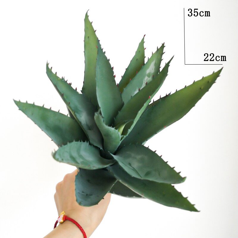 35cm Large Artificial Succulent Plant Fake Aloe Plastic Agave Green Leaf Desktop Tree Branch For Home Garden Party Wedding Decor 4
