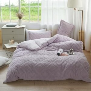 Light Purple Ultra Soft Plush Velvet Fluffy Comforter Cover Family Single Double Bedding set Duvet Cover Bed Sheet Pillowshams 1