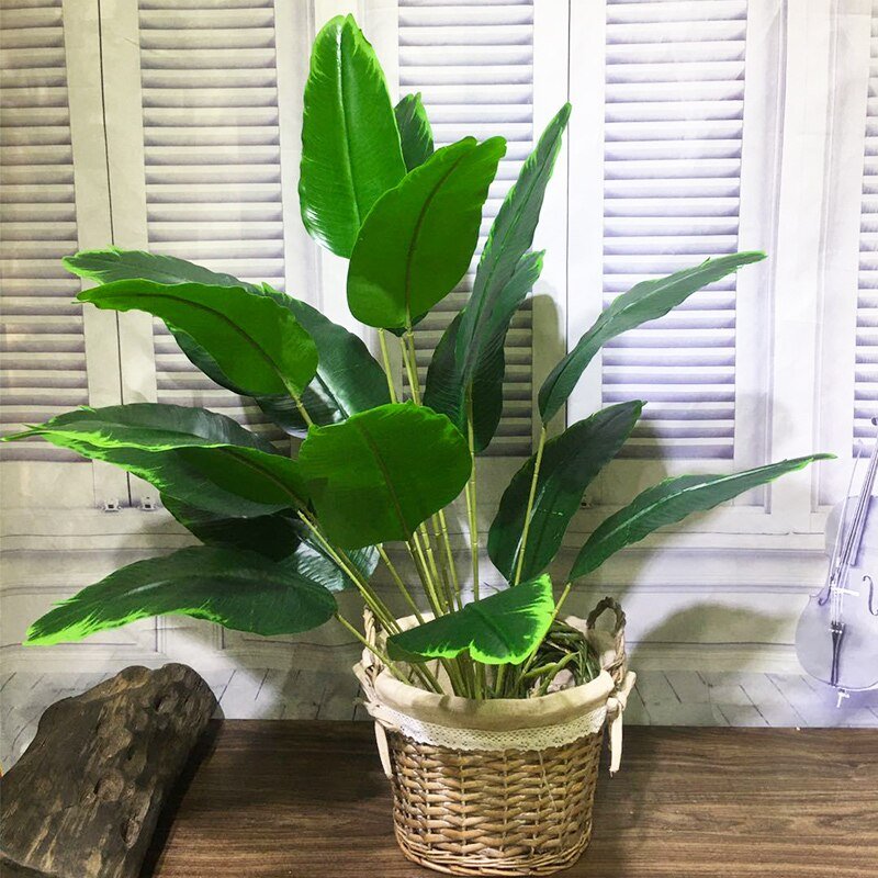 85cm 18 Heads Tropical Banana Tree Large Artificial Palm Plants Plastic Monstera Branches Fake Leaves For Home Garden Room Decor 4