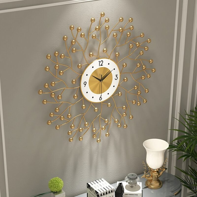 Large Luxury Wall Clock Simple Art Quartz Creative Silent Golden Wall Clock Metal Reloj De Pared Moderno Home Decoration ZP50WC 3