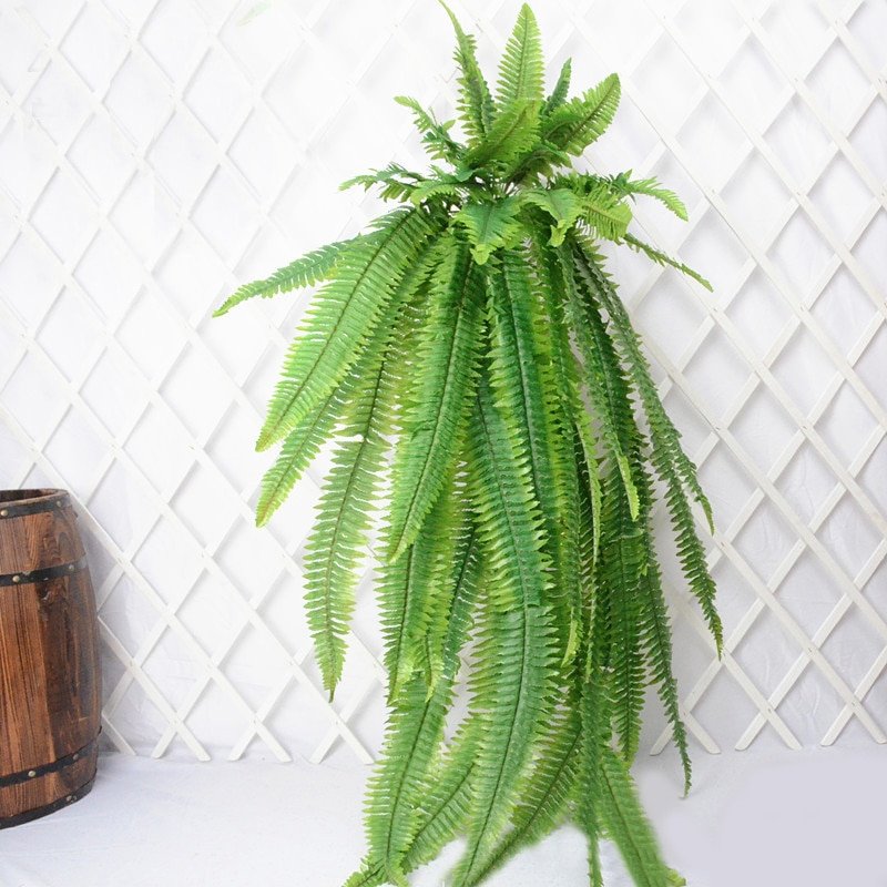 140cm Artificial Hanging Plants Large Tropical Rattan Fake Fern Grass Vine Plastic Leaves Wall For Vertical Garden Home Decor 4