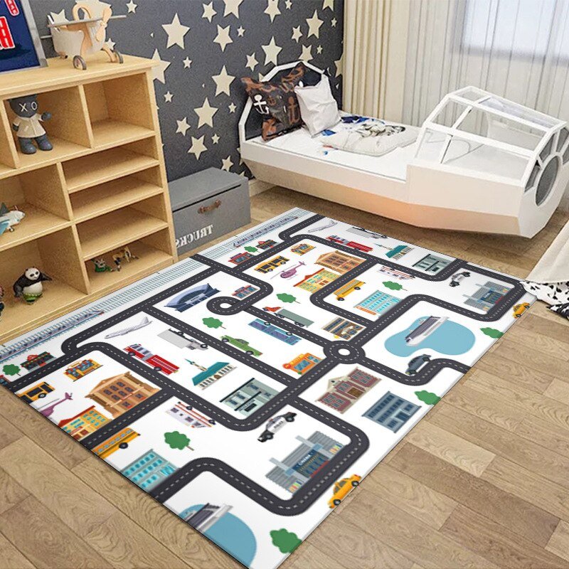 Children's Play Crawl Mat Road Traffic Route Map Carpet Living Room Sofa Coffee Table Carpets Home Decoration Traffics Sign Mats 3