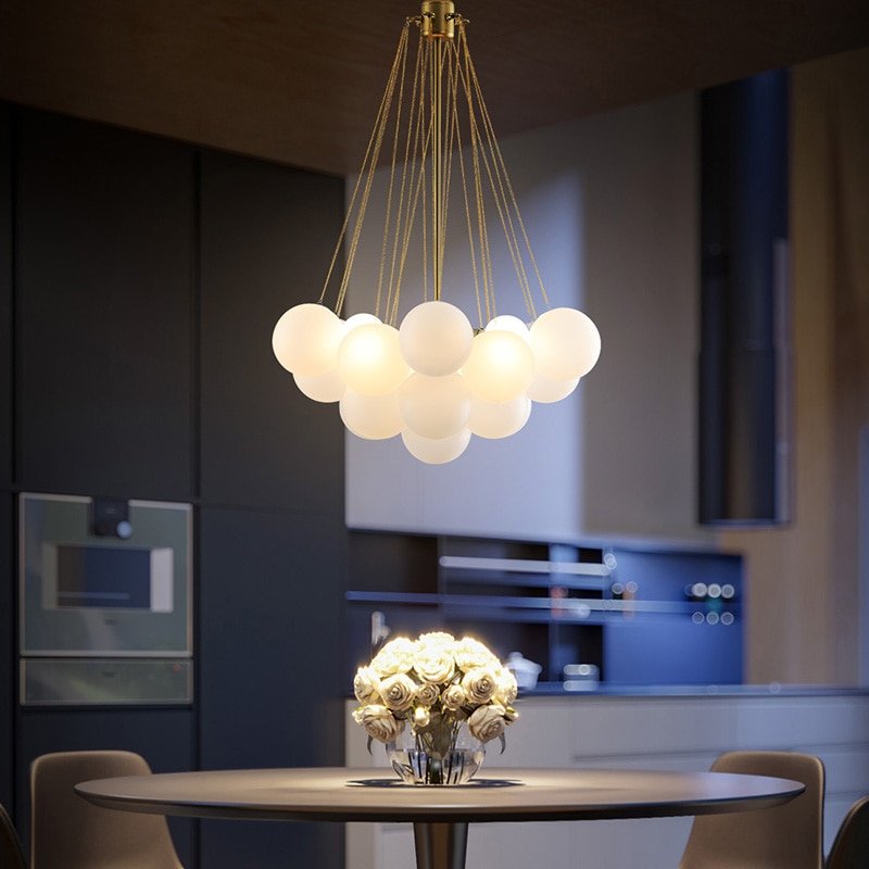 Modern Frosted Glass Ball Pendant Chandelier For Living Room Dining Table Designer Indoor Decoration Maison Hanging Lighting 1