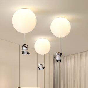 Nordic New Resin Panda  Led Ceiling Lamp For Living Room Children'S Bedroom Cartoon Animal Art Decorative Lighting Fixture 1