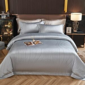 Chic Grey Geometric Jacquard Duvet Cover set Queen King 4Pcs 800TC Egyptian Cotton Bedding Comforter Cover Bed Sheet Pillowcases 1