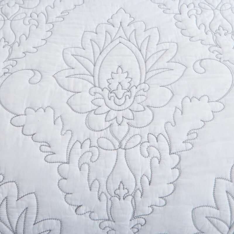 White Embossed 100%Cotton Bedding Quilt Set,Comfortable Bedspread, Bed Cover Coverlet 2 Pillow shams Queen size 4