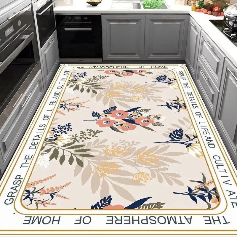 Modern Kitchen Dedicated Waterproof and Oil-proof Carpet PVC Wash-free Bathroom Non-slip Carpets Simple Balcony Anti-fouling Rug 4